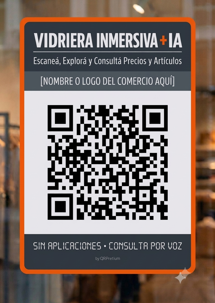 Muestra Cartel QR Vidriera 12.5x17.5
